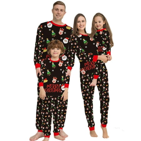 

URMAGIC URMAGIC Christmas Family Matching Pajamas Set Rudolph Letter Sleepwear for Men Women Kid Baby