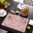 thumbnail image 4 of Pink Cow Milk Strawberry Pattern Summer Placemats Table Placemats Set Of 4-Linen Kitchen Washable Placemats Table Mats 11.8"x17.7" Non-Slip Heat Resistant, 4 of 6
