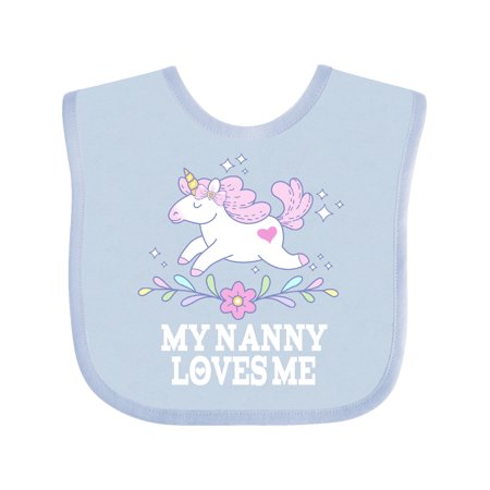 

Inktastic My Nanny Loves Me Girl Unicorn Girls Baby Bib