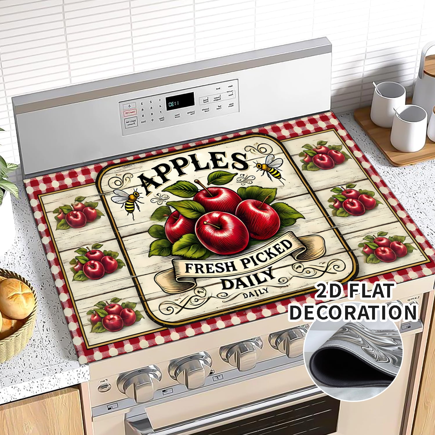 Stove Top Cover for Electric Stove 28 "x 20 ", fruit pattern Heat Resistant Glass Top Stove Cover Protector, Induction Cooktop Protector Stove Top Covers Mat, Kitchen Flat Stove Top Covers