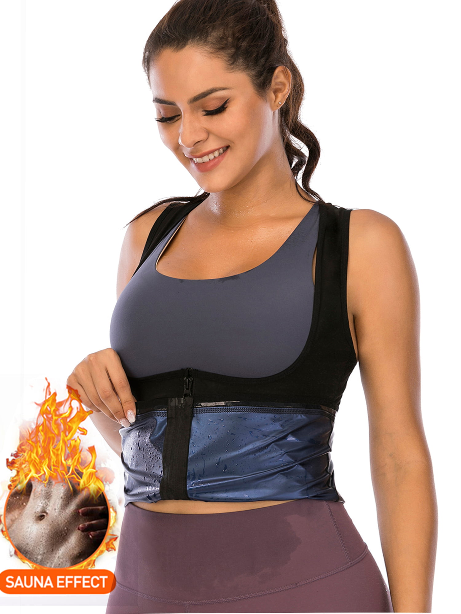 SAYFUT Women Sauna Sweat Vest Polymer Slimming Workout Sauna Tank Top ...