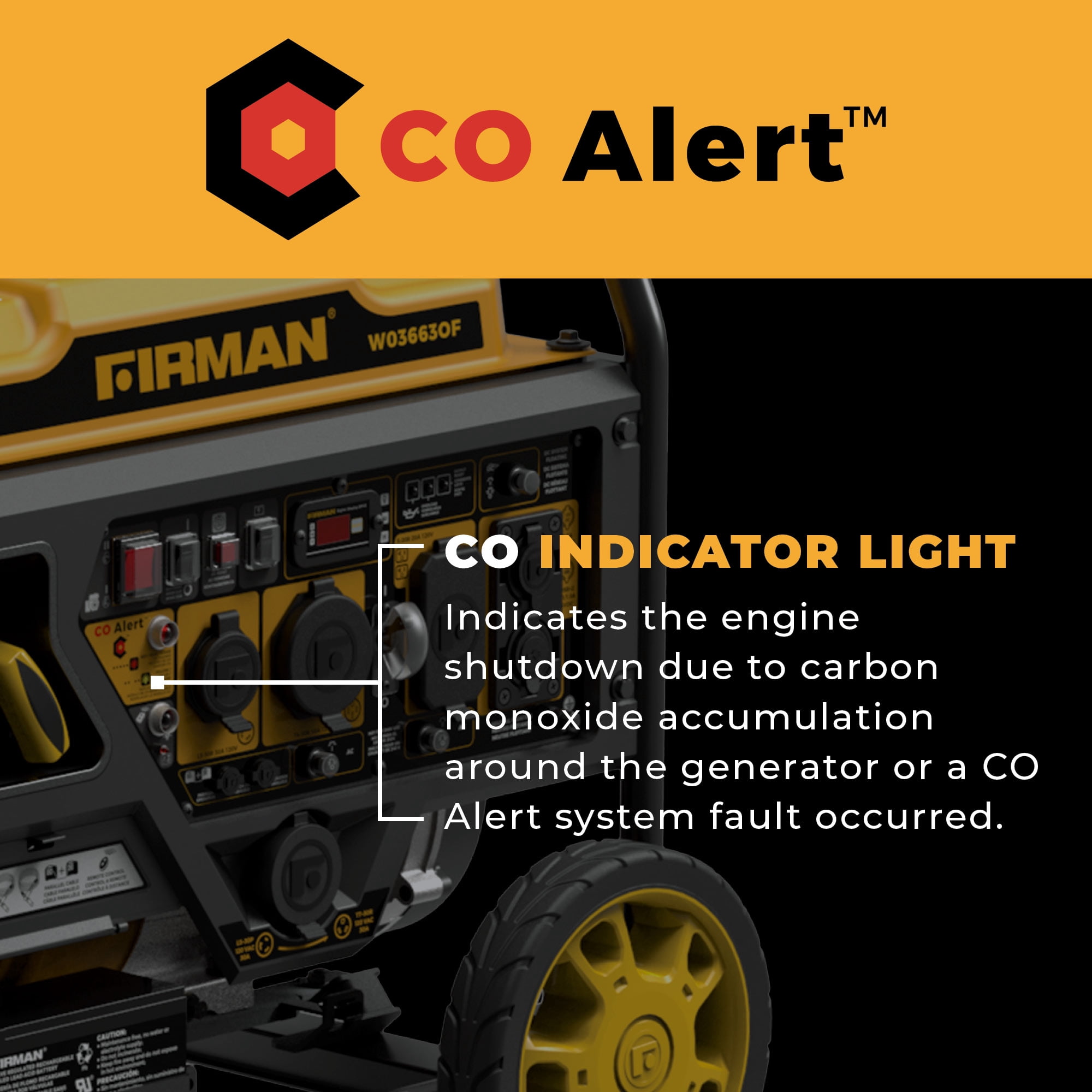 FIRMAN W03663OF 4500/3200W Inverter Open Frame Portable Generator 4500/3200 Watts Remote Start with CO Alert