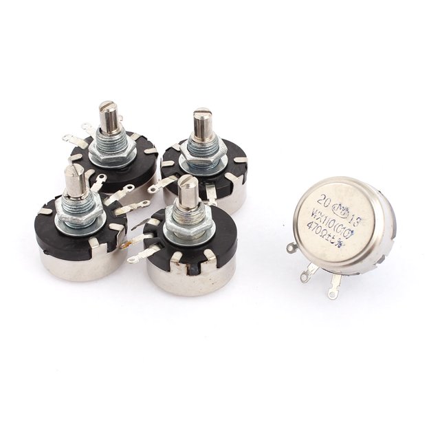 Unique Bargains 1W 470 Ohm Rotary Taper Carbon Potentiometer 5Pcs Silver Tone