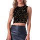 thumbnail image 1 of INSPIRAR CHIC Top de lentejuelas sin mangas para mujeres, blusa corta de cuello redondo, brillante y chispeante, para fiestas y salidas nocturnas, talla M, dorado, 1 of 6