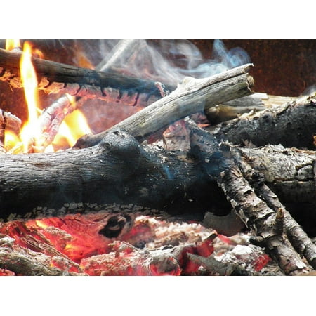 Canvas Print Firewood Flame Burning Wood Fireplace Flames Burn Stretched Canvas 10 x (Best Smelling Wood To Burn)