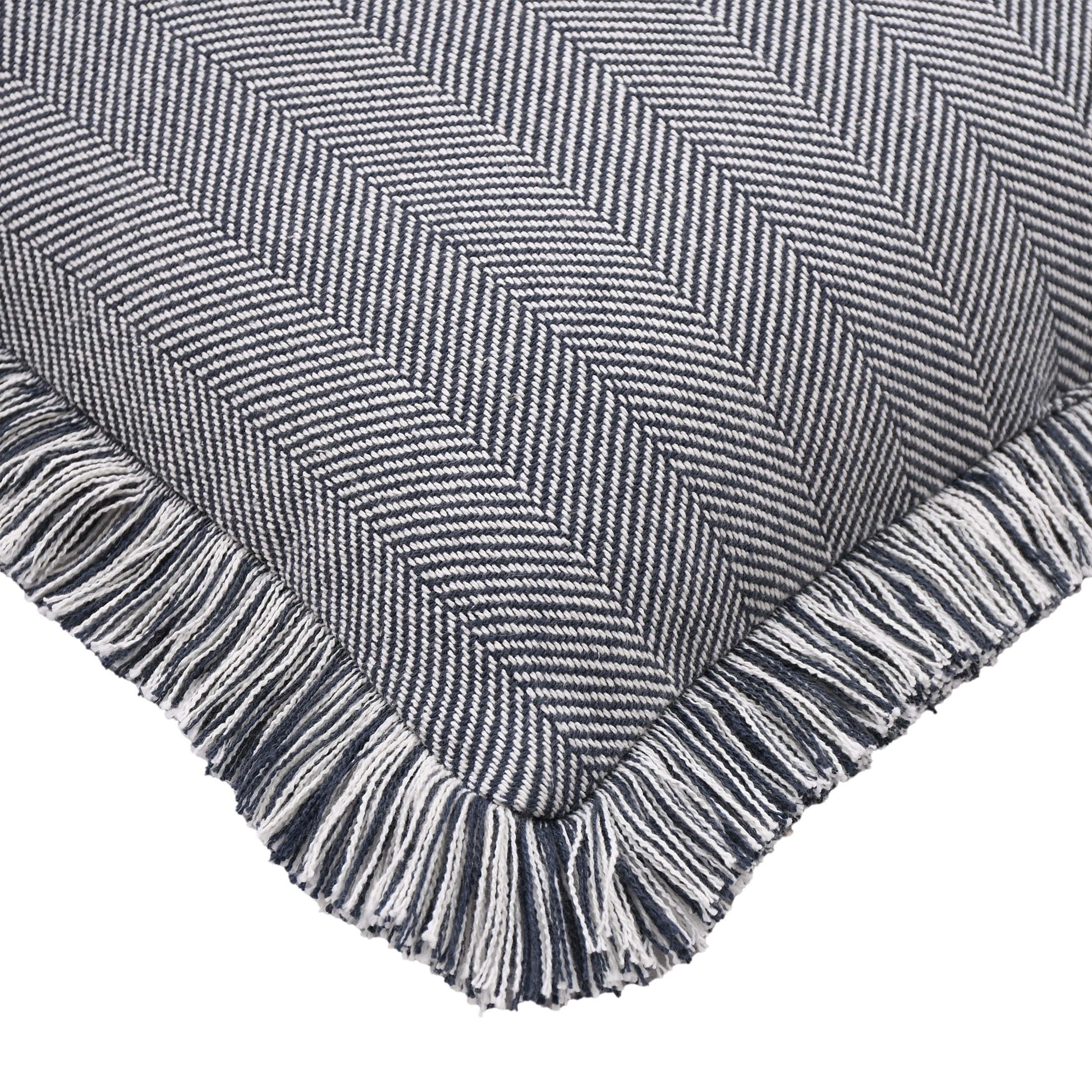Mainstays Fringe Cotton Herringbone Decorative Pillow, 20" x 20"