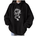 thumbnail image 2 of jsaierl Oversized Hoodies for Women Dragon Print Sweatshirt Top Long Sleeve Casual Pullover Hooded Sweatshirt with Kangaroo Pocket, 2 of 7