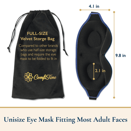 ComfiTime 3D Sleep Mask - 100% Blackout Eye Mask for Sleeping, Eye Covers for Men and Women, Contour Blindfold with Nose Baffle, Soft & Lightweight, Latex-Free