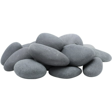 Rainforest Outdoor Decorative Natural Stone, Mexican Beach Pebbles, Gray, 3-5", 900lbs.