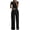 Black, variant on HXWCHs Women's Denim Jumpsuit, Elegant Women's Sleeveless Jumpsuit with Ruffle and Lace Featuring Straight Leg Trousers XL White
