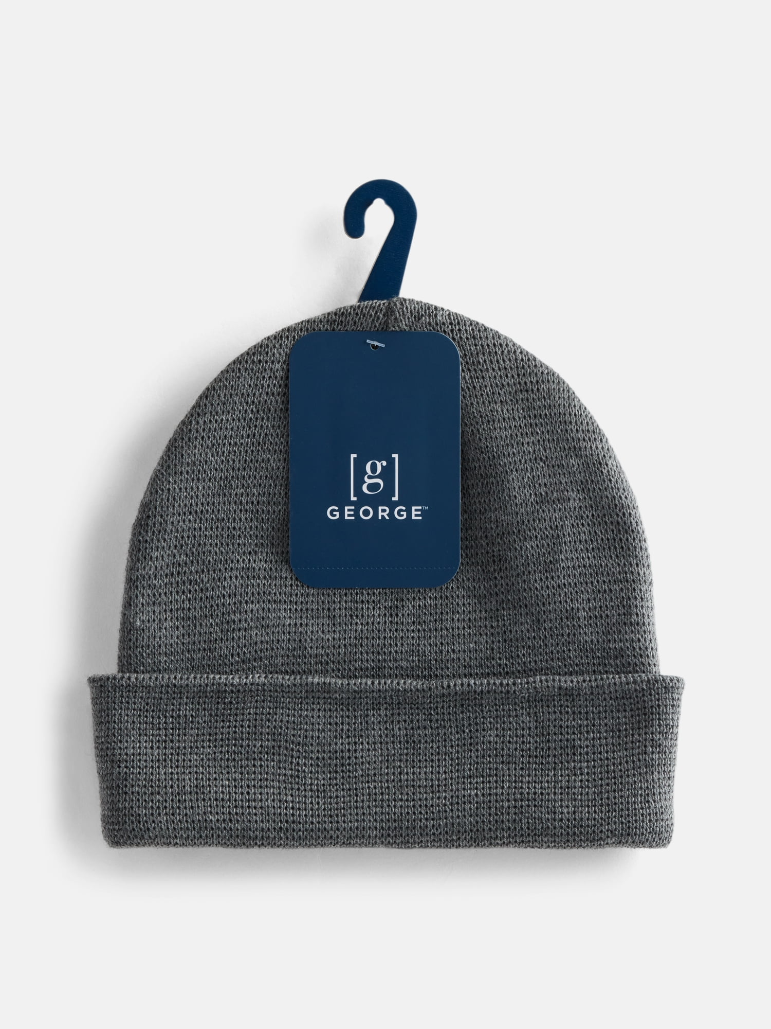 George Men's Waffle Knit Beanie Hat, Charcoal Grey