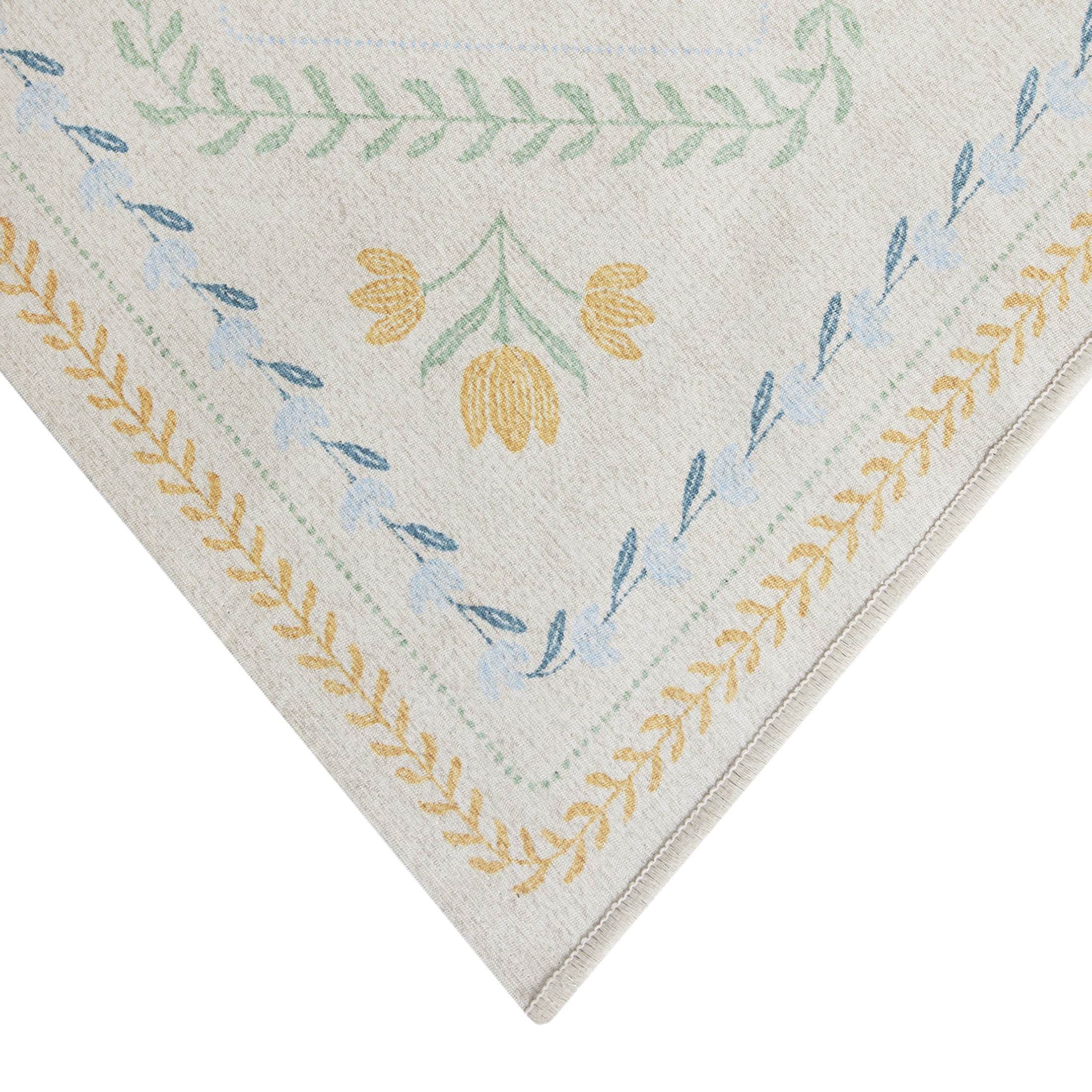 Better Homes & Gardens Soliel Floral Runner Rug, Blue & Yellow, 30" x 72", Machine Washable