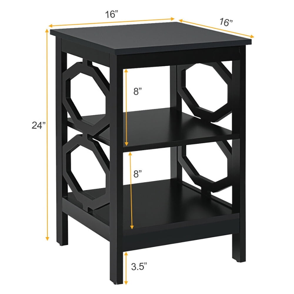 Finihen Side End Table, 3-tier Nightstand Sofa Side End Accent Table, Bed Side Tables, for Living Room, Bedroom, Black Finihen Side End Table, 3-tier Nightstand Sofa Side End Accent Table, Bed Side Tables, for Living Room, Bedroom, Black