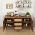 thumbnail image 7 of Rattan Sideboard Buffet Cabinet, Farmhouse Boho Buffet Sideboard with Adjustable Shelves, Buffet Cabinet Sideboard Cabinet with Doors and Drawers for Kitchen Entryway Living Dining Room, 7 of 7