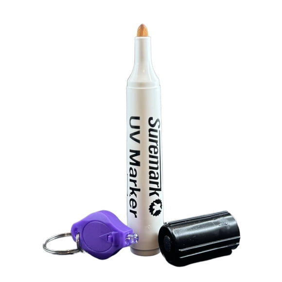 Marcador de Seguridad UV SureMark Punta Fina con Luz de Llavero