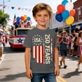 thumbnail image 2 of Curuila Kids 250 Anniversary Usa Shirt For Girls Boys Crew Neck Short Sleeve With Independence Day Prints Comfort Casual Tee Dark Gray Size 4-5 Years, 2 of 4