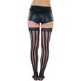 thumbnail image 2 of ToBeInStyle Women's Vertical Striped Sheer Thigh High Stockings - Black - One Size, 2 of 8