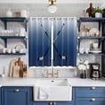 thumbnail image 2 of Navy Blue Ombre Kitchen Curtains 84 Inch Length, Black Hockey Sticks Minimalist Style Grommet Top Bedroom Living Room Curtains, Light Filtering Cafe Curtain Drapes 2 Panels Set 104''x84'', 2 of 9