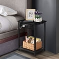 thumbnail image 2 of Oumilen Adult Nightstand End Table with Charging Station Black, Set of 2, 2 of 7