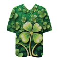 thumbnail image 2 of Doriano Col d'Été pour Femmes - T-Shirt Imprimé Manches Courtes Confort Mode, Vert Menthe, S, 2 of 5