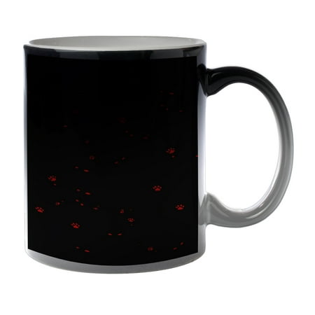 

KuzmarK Black Heat Morph Color Changing Coffee Cup Mug 11 Ounce - Kitty Cat Paw Eyes