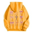 thumbnail image 6 of Arlun Women's Hoodies Sweatshirts Casual Drop Shoulder Cute Cross Graphic Printed Long Sleeve Hooded Tops Loose Comfy Drawstring Pullovers with Pocket Yellow XL, 6 of 7