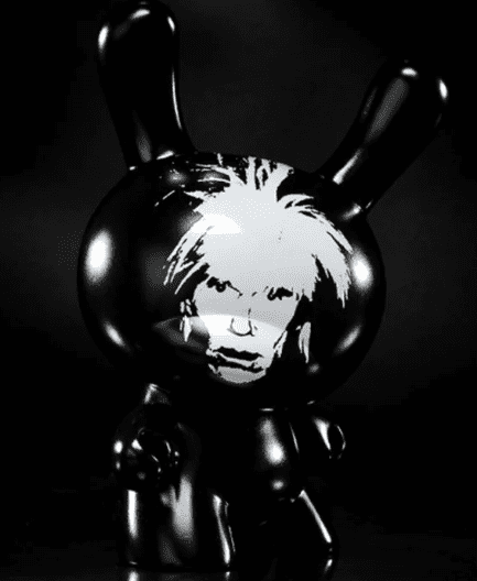 Kidrobot Warhol – 8” Vinyl Dunny – Andy Warhol Fright Wig Self-Portrait 8" Masterpiece Dunny - Monochrome Edition