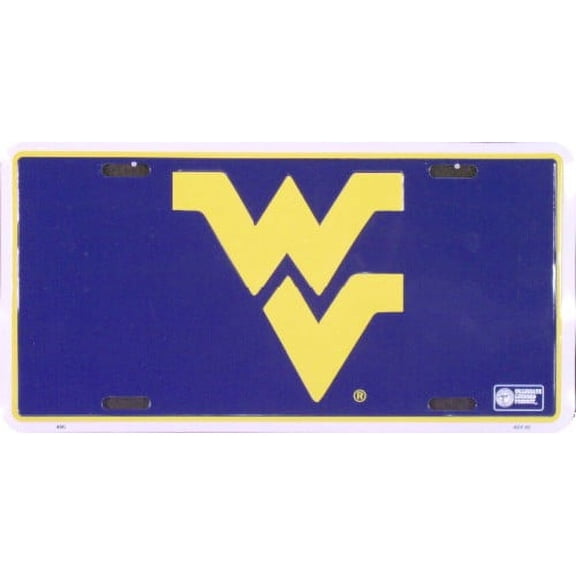 University of West Virginia embossed metal auto tag