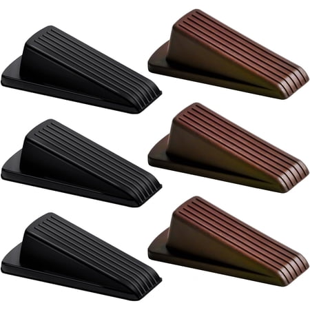 Door Stop Door Stopper Door Wedge 6 Pack Rubber Door Stopper Rubber Door Stops for Bottom of Door Works on All Floor Types (Black Brown)