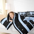 thumbnail image 3 of Erosebridal Cute Coquette Bowtie Twin Comforter Sets,Blue Geometric Stripe Bedding Set For Girls Kids,Reversible black,2 Pieces, 3 of 7