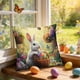 thumbnail image 2 of Cubiertas de Almohada Al Aire Libre Conejos de Primavera Huevo de Pascua Floral Sofá Cubierta de Cojín Decorativo Funda de Almohada Decorativa de Vacaciones 45x45cm/17.72x17.72In Cubiertas de Almohada, 2 of 6