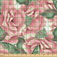 thumbnail image 2 of Ambesonne English Garden Fabric by the Yard Upholstery, Romantic Print Rose, 10 Yards, Pastel Pink Reseda Green, 2 of 5