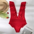 thumbnail image 5 of Womens Swimsuits One-piece Solid Sexy Sling Bikini Bottoms Beachwear Swimwear #156 Red, 5 of 6