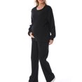 thumbnail image 4 of FOCUSNORM Women Cotton Maternity Sweatshirt Loose Solid Color Crew Neck Long Sleeve Side Zipper Pullover Tops for Fall Winter, 4 of 8