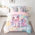 thumbnail image 3 of Feelyou 3D Bowknot Unicorn Twin Bedding Sets 7-Piece for Kids, Fairy Tale Galaxy Bedding Comforter Set, Dreamy Animal Theme Reversible Sheet Sets, Lightweight Room Decor, 3 of 8