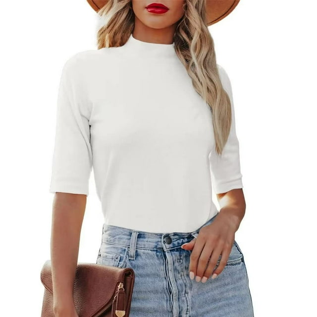 SMihono Hauts pour Femmes Été Mode Décontractée T-Shirt Col Rond Uni Manches Courtes Blouse Décontractée T-Shirt Oversize pour Femmes 2023