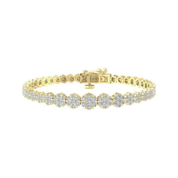 ARAIYA FINE JEWELRY 10K Yellow Gold Lab Grown Diamond Bangle Bracelet (5 cttw, D-E Color, VS Clarity) 7"