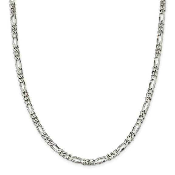 Sterling Silver 5.25mm Figaro Chain Necklace - 19.4 Grams - 16 Inch - Lobster Claw
