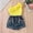 Yellow, variant on Girls 2 Piece Outfit Set Pink One Shoulder Ruffle Top & Vintage Denim Shorts High Waisted Casual Play Clothes Kids to Kids,Size 6-7T