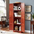thumbnail image 2 of Sesslife 72" Tall Farmhouse Kitchen Pantry Cabinet, Freestanding 4 Layers Storage Cabinet with 8 Doors and 4 Shelves, Sturdy Wooden Bookshelf for Kitchen, Dining Room, Bathroom, Living Room, Cherry, 2 of 12