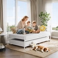 thumbnail image 3 of Daybed with Trundle, Twin Metal Bed Frame with Heart-Shaped Headboard, Sturdy Steel Slat Support, Space-Saving Sofa Bed for Living Room, Bedroom, and Guest Room, Easy Assembly, White, 3 of 9