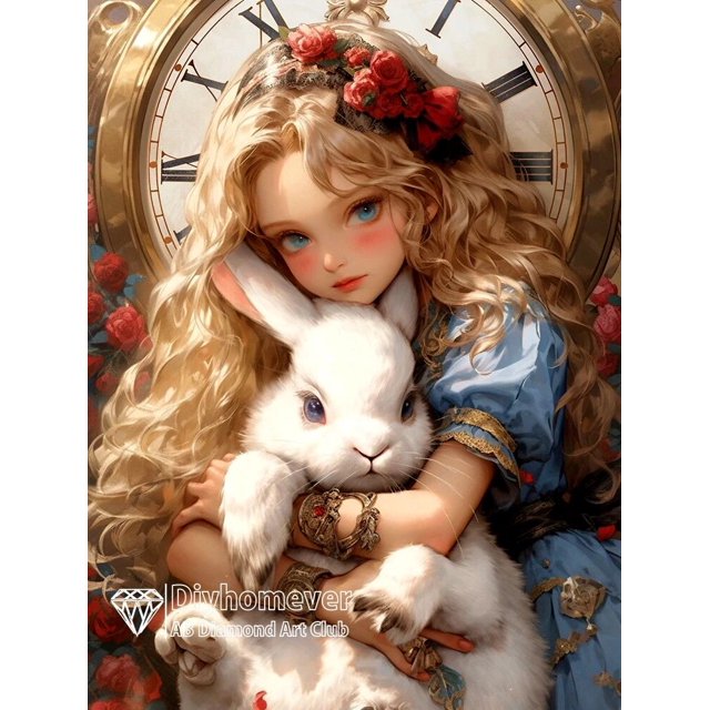 Pintura de diamantes de dibujos animados de Alice 5D DIY, mosaico de arte bordado, imagen de punto de cruz redondo, Cuadrado completo, regalo de decoración del hogar