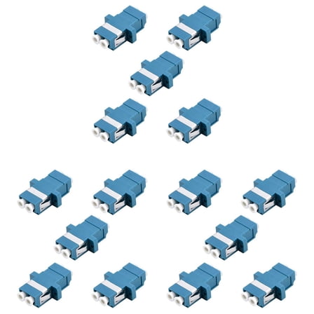 LC Fiber Optic Adapter - LC to LC Duplex Singlemode Coupler - 15 Pack - Blue
