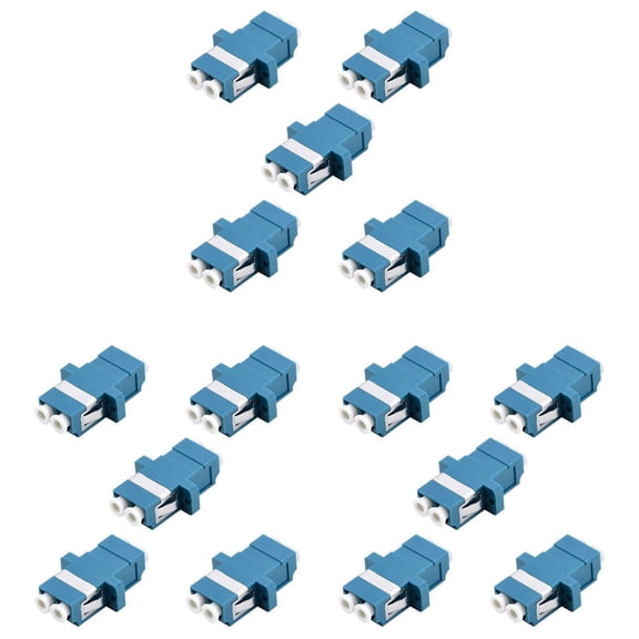 LC Fiber Optic Adapter - LC to LC Duplex Singlemode Coupler - 15 Pack - Blue