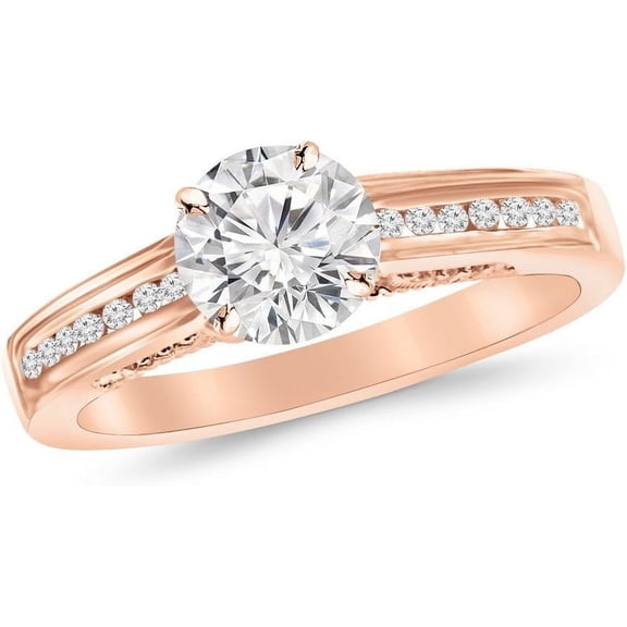 Dazzlingdaimonds Jewels 1.80 Ct Round Cut White Diamond Wedding Engagement Christmas Thanksgiving Halo Ring 14K Rose Gold Finish 925 Sterling Silver For Women's -5.5