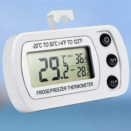 LOLIPPYY Digital Waterproof Refrigerator Thermometer with ExtraLarge LCD Display for Kitchen Use White ABS 2pcs