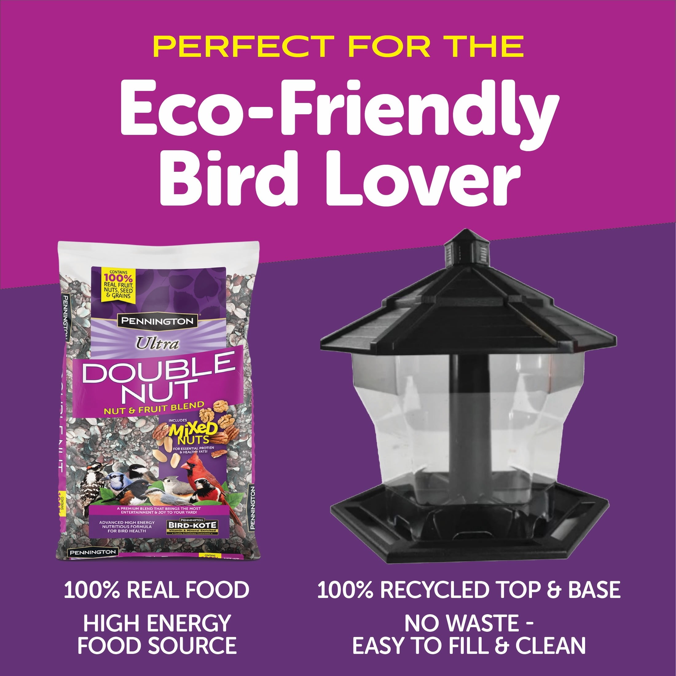Pennington Black Ecozebo 6lb Capacity Wild Bird Starter Kit with Bird Feeder and Feed