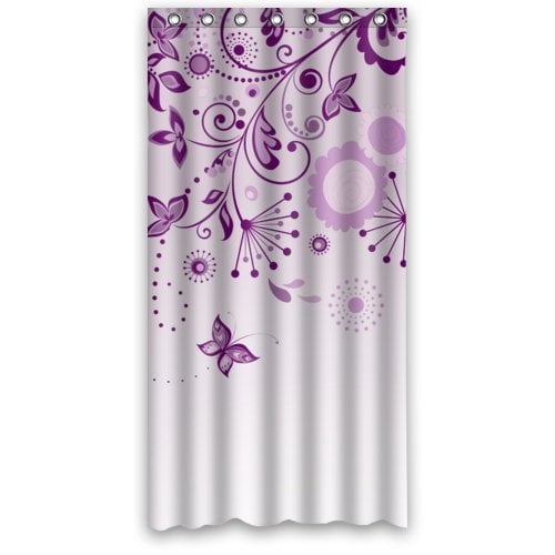 HelloDecor Elegant Purple Flowers In Light Purple Background Shower