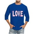 thumbnail image 2 of Jinhomg Love Graphic Tees for Men 2025 Trendy Valentine's Day T-Shirts Big and Tall Comfy 3/4 Sleeve Crew Neck Holiday Tops Couple Gifts Holiday Saving Blue M, 2 of 5