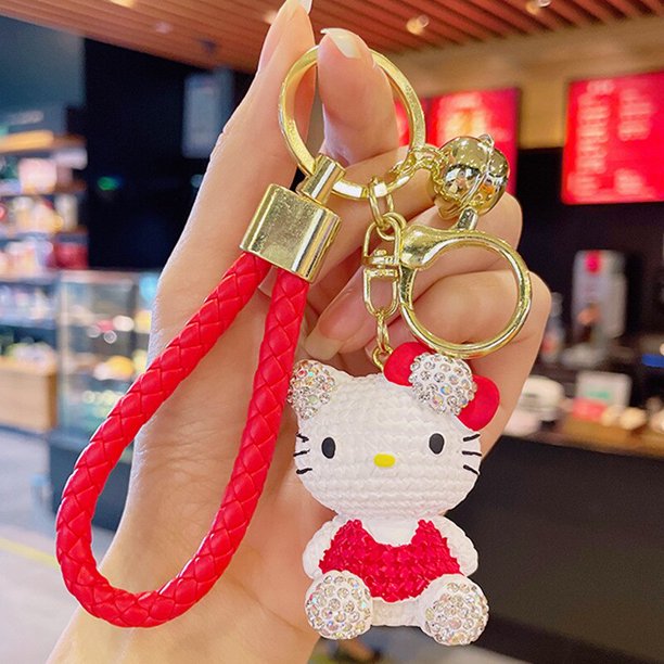 Sanrio-Llavero de muñeca de resina Hello Kitty, bonito llavero de coche, teléfono móvil, bolso escolar, colgante, mochila para niña, regalo de cumpleaños YAOSANBAO BAO unisex